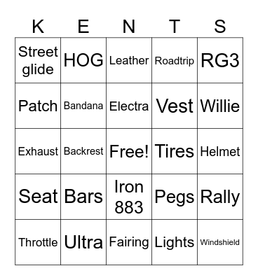Harley Bingo Card