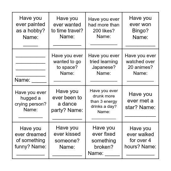 Has class 6b had hidden talents? Bingo Card