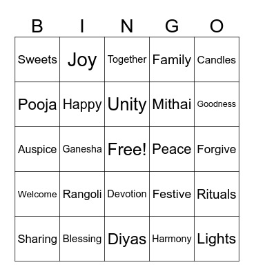 Diwali Bingo Card