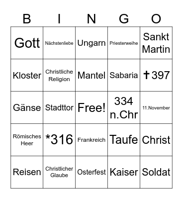 St. Martin Bingo Card
