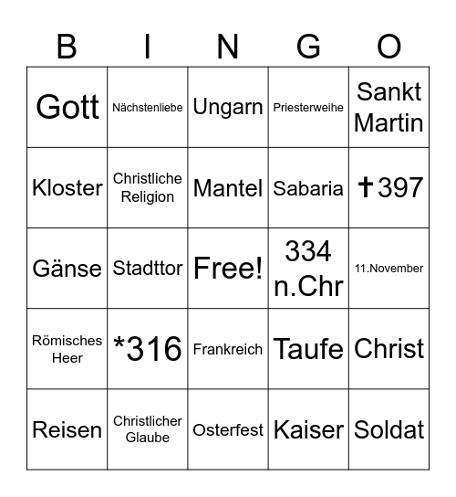 St. Martin Bingo Card