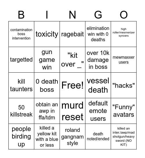 item asylum bingo Card