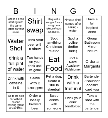 bar bingo Card