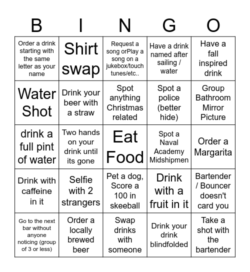 bar bingo Card