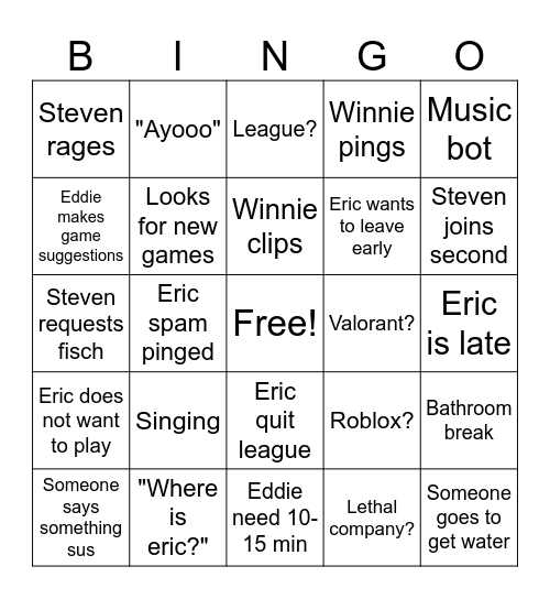 Rooseate Noodles Bingo Card