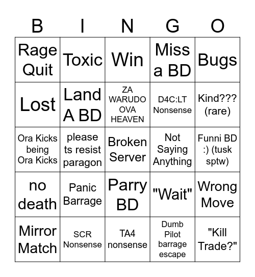 S&W:GB BINGO Card