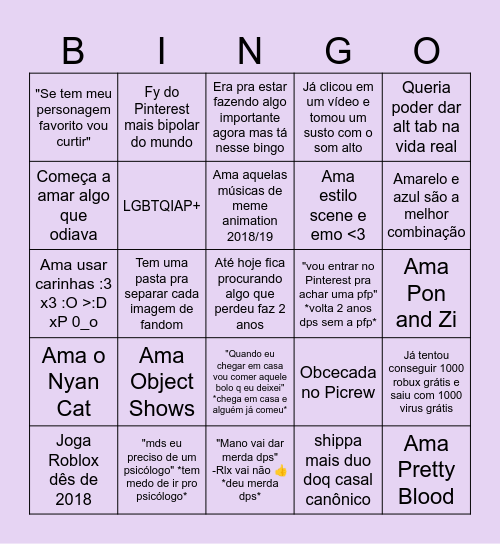 Bingo da Lili <3 Bingo Card