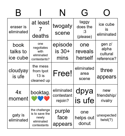 tpot 14 bingo!!!!! Bingo Card