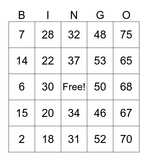 #4 Bingo Card