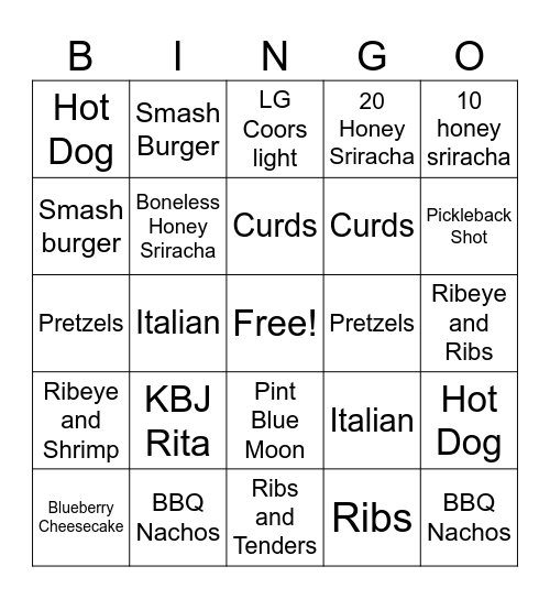 Saturday Bingo Card