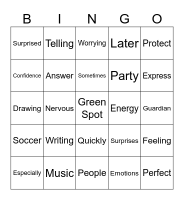 A spot of Anxiety Bingo Card