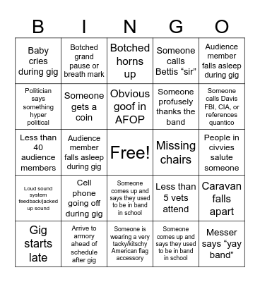 November Drill BINGO Card