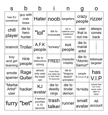 Strongest BattleGrounds Bingo Card