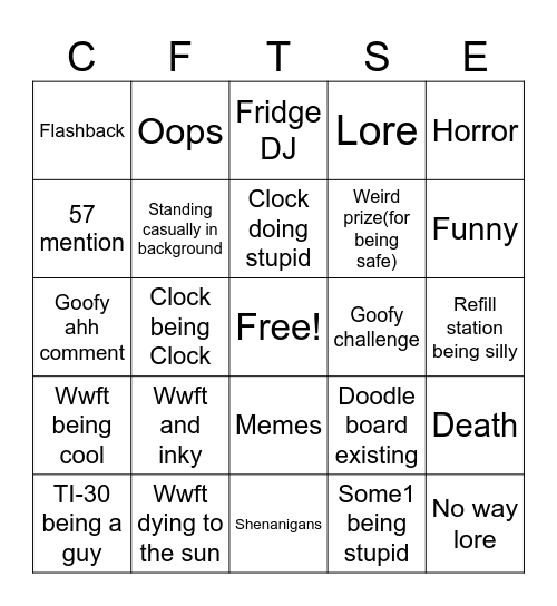 Itft real!1!1! Bingo Card