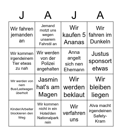 Unser erstes Mal Bingo Card