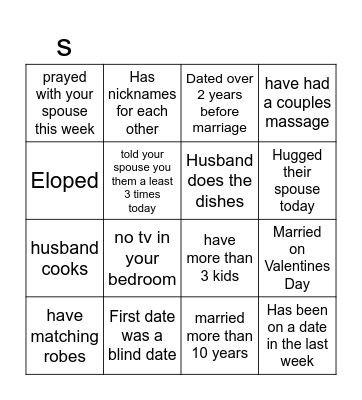 Couples for Chuckles Bingo!! Bingo Card