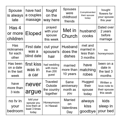 Couples for Chuckles Bingo!! Bingo Card