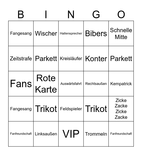 Handball Bingo Card