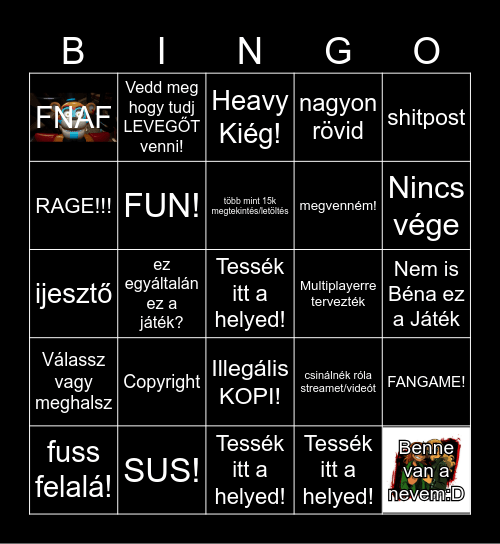 Bénábbnál Bénább Bingo Card