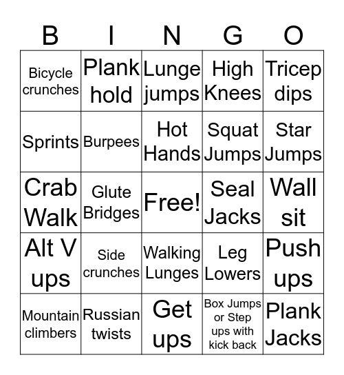 BodyFit Bingo Card