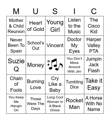 1968 v 1972 Bingo Card