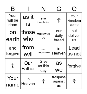 Our Father Bingo Card