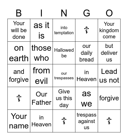 Our Father Bingo Card