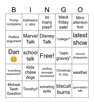 Fakes Giving Extravaganza Bingo Card