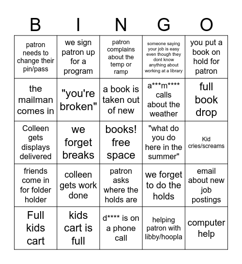 couty libary Bingo Card