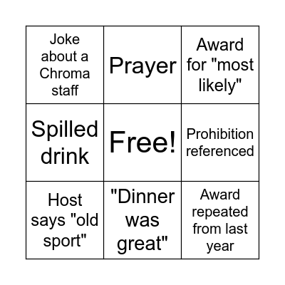 Chromies Bingo Card