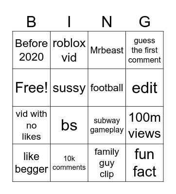 Untitled Bingo Card