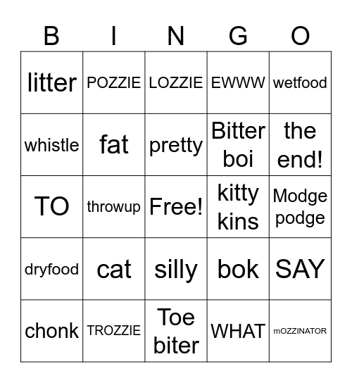 KITTY BINGO!! Bingo Card