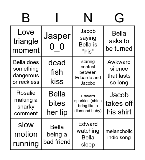 Twilight Bingo (Eclipse Version) Bingo Card