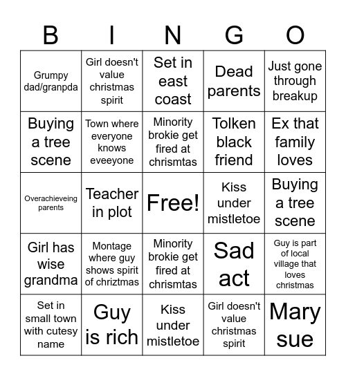 Hallmark Bingo Card