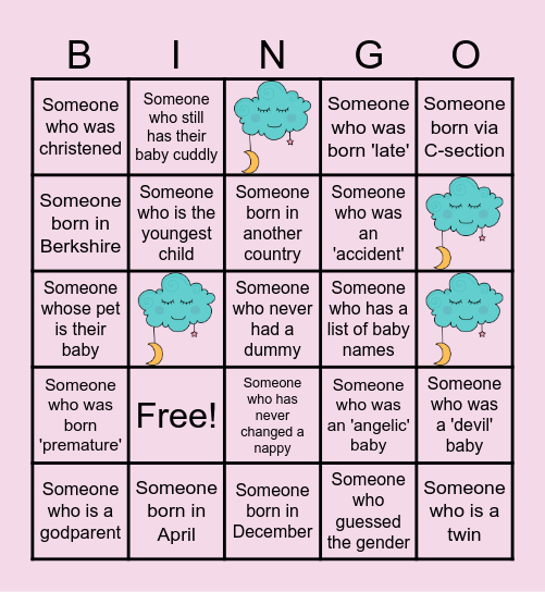 Baby Bingo! Bingo Card