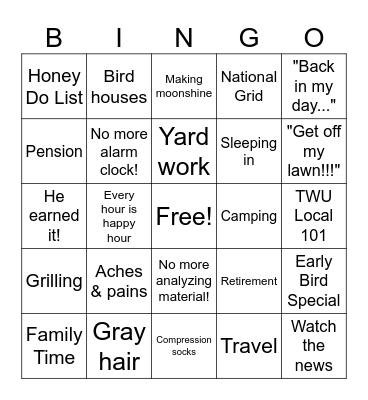 Happy Retirement, Kevin! Bingo Card