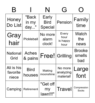 Happy Retirement, Kevin! Bingo Card