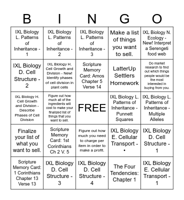 Ruby 11/11 to 11/16 Bingo Card