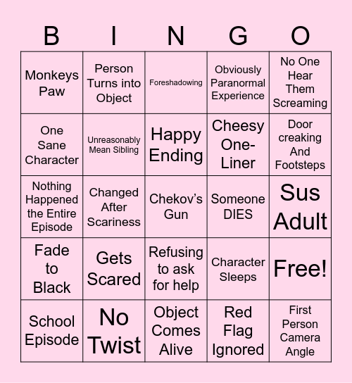 The Haunting Sour Bingo Card