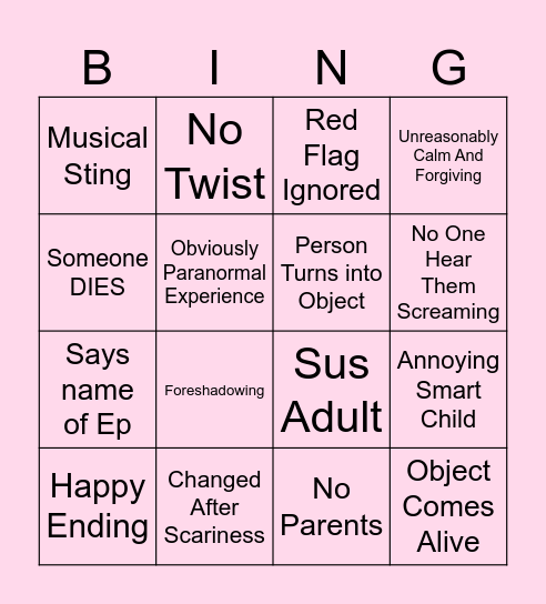 The Haunting Sour Bingo Card