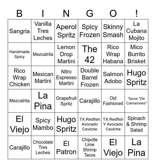 Mi Cocina Watterscreek Bingo Card