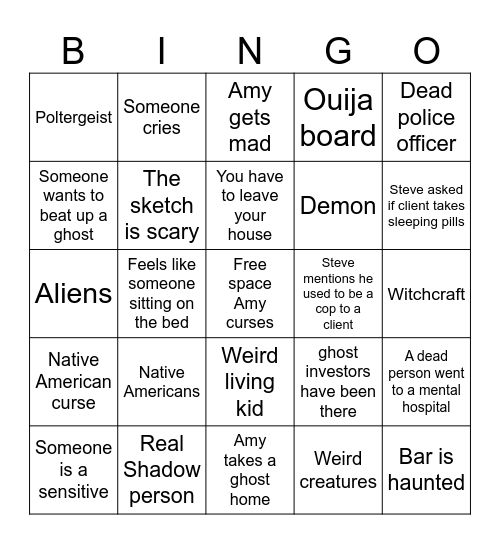 Deadfiles Bingo Card