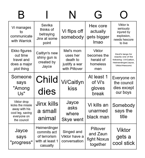 Arcane Bingo Card