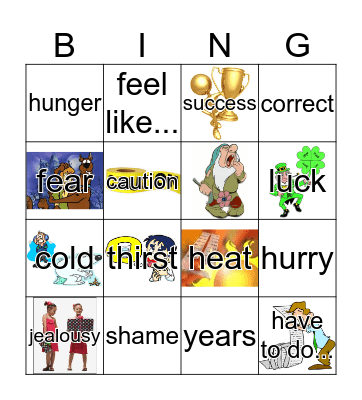 Expressions with 'tener' Bingo Card