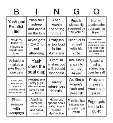 Fogo Divcon Bingo Card