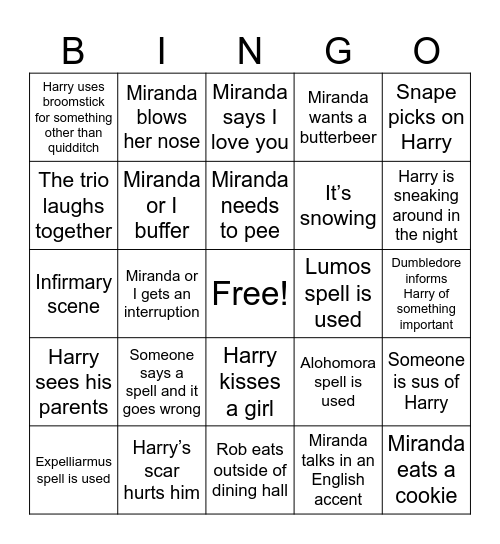 HARRY POTTER 3 Bingo Card