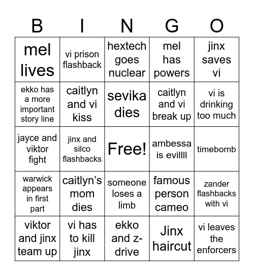 Arcane Bingo Card