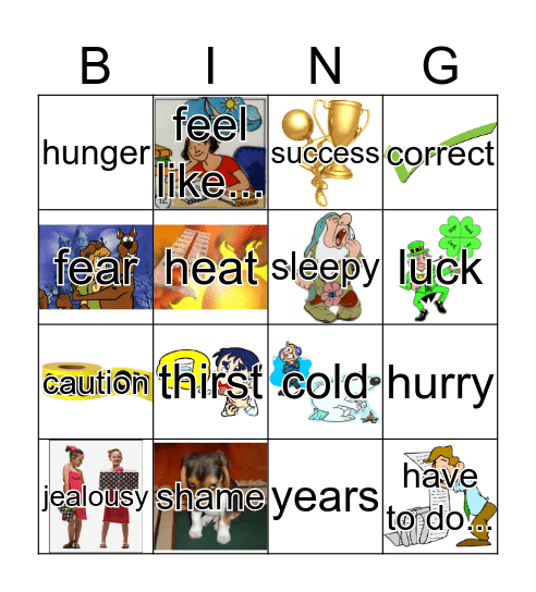 Expressions with 'tener' Bingo Card