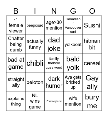 NL BINGO Card