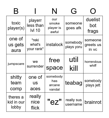 valorant Bingo Card